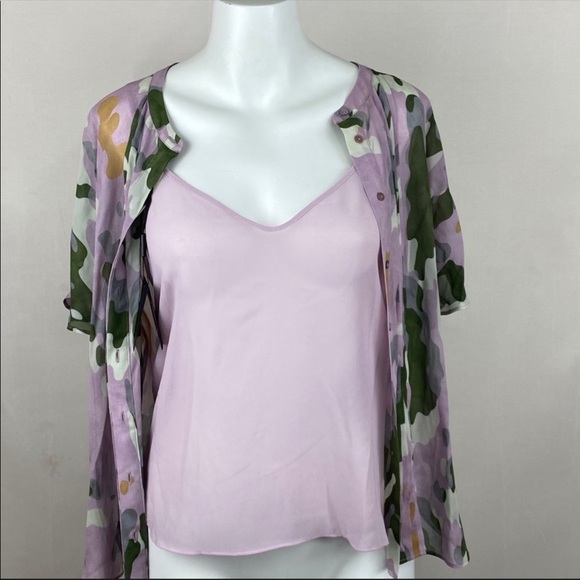 Massimo Dutti Tops - Massimo Dutti top button front camo with cami size 4 NWT